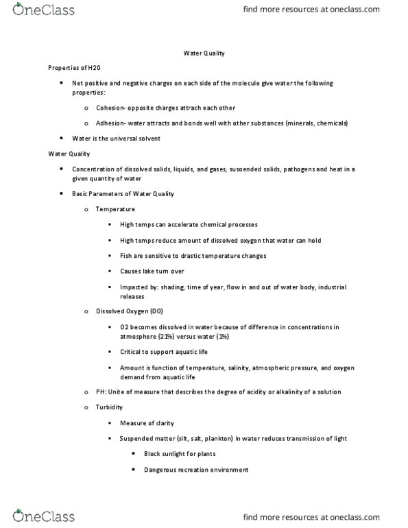 AGRON 160 Lecture Notes - Lecture 6: Escherichia Coli, Turbidity, Regulatory Agency thumbnail