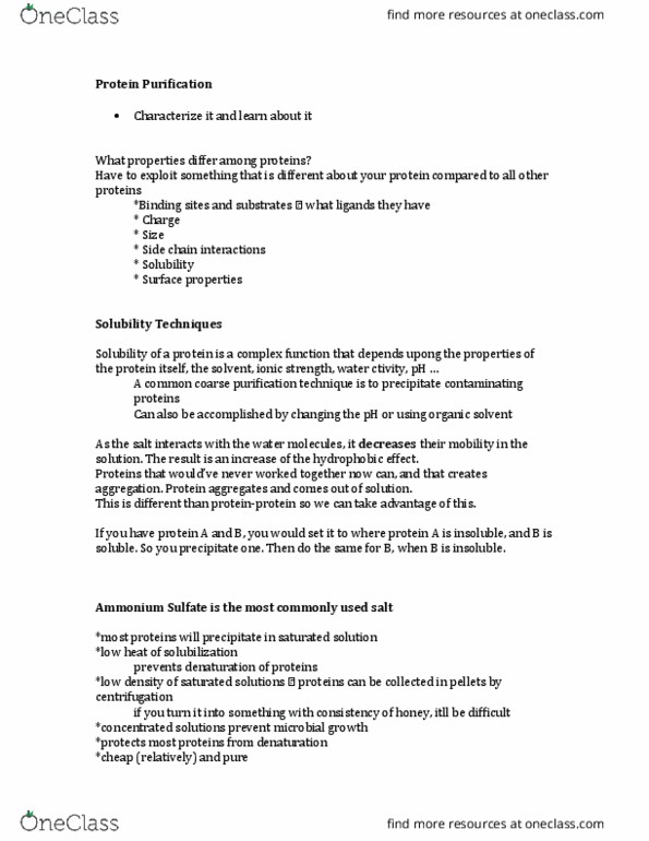 BCHM 426 Lecture Notes - Lecture 6: Phenyl Group, Semipermeable Membrane, Ion Exchange thumbnail