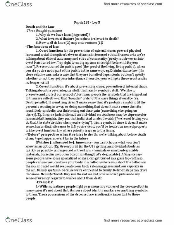 PSYCH361 Lecture Notes - Lecture 5: Necrophilia, Embalming, Blood Transfusion thumbnail