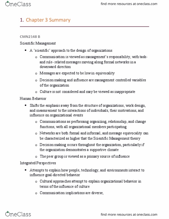 CMN 2148 Chapter Notes - Chapter 3: Hawthorne Effect, Bounded Rationality, Theory X And Theory Y thumbnail