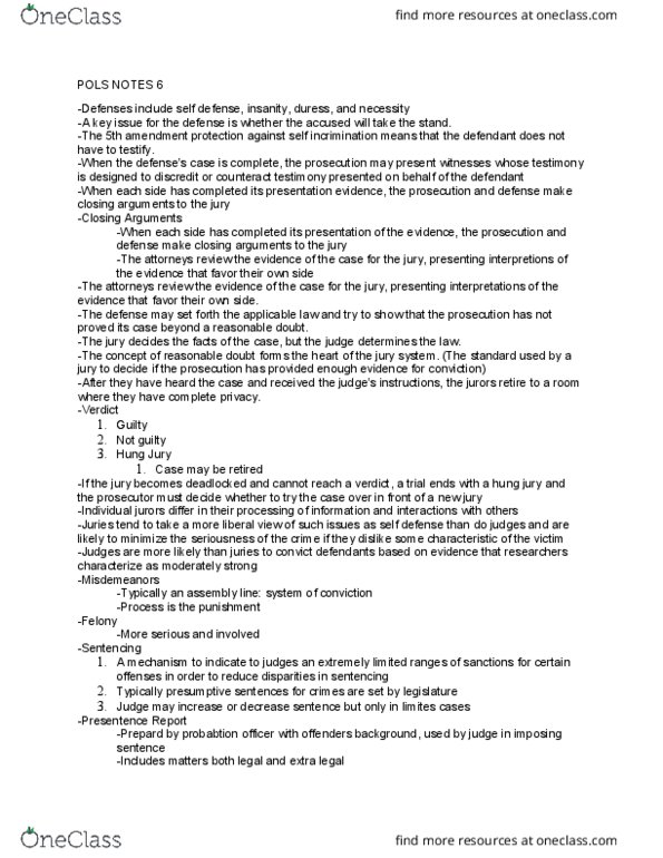 POLS 3600 Lecture Notes - Lecture 6: Habeas Corpus, Hung Jury, Fifth Amendment To The United States Constitution thumbnail