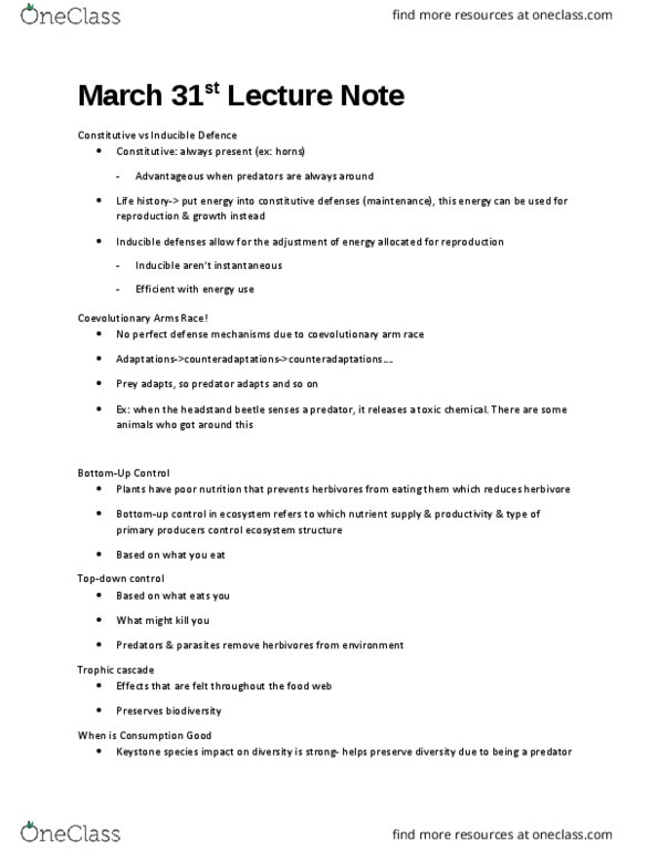 BIOL 1001 Lecture Notes - Lecture 52: Biomagnification, Keystone Species, Trophic Cascade thumbnail