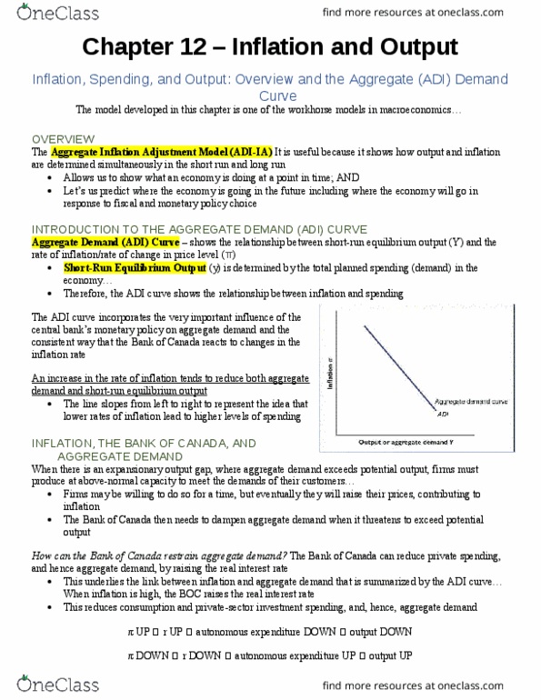 ECON-1007EL Chapter Notes - Chapter 12: Output Gap, Real Interest Rate, Aggregate Demand thumbnail