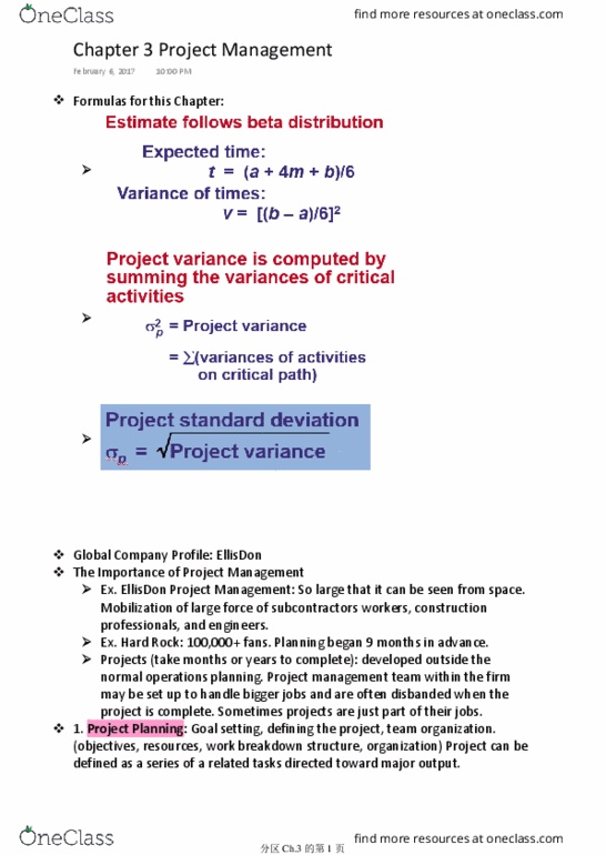 COMMERCE 2OC3 Lecture Notes - Lecture 3: Microsoft Project, Longest Path Problem, Work Breakdown Structure thumbnail
