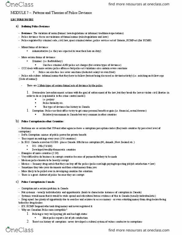 LS327 Lecture Notes - Lecture 7: Rcmp Security Service, Knapp Commission, Canadian Security Intelligence Service thumbnail