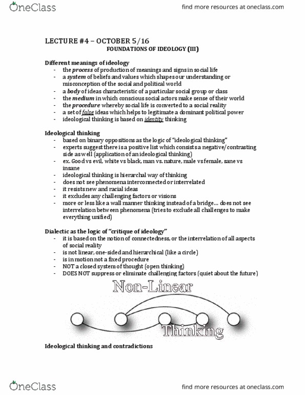 SOSC 2560 Lecture Notes - Lecture 4: False Consciousness, Dialectic, Social Relation thumbnail