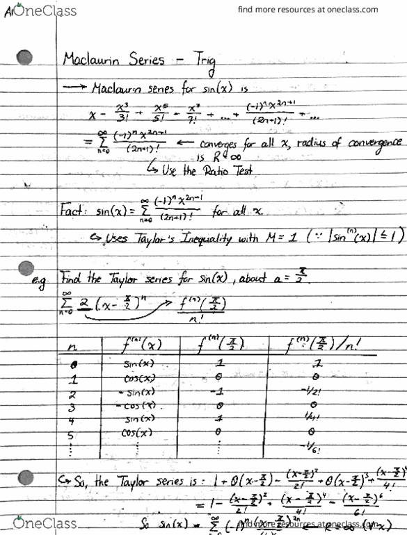 ARTSSCI 1D06 Lecture 80: Note 80 - Taylor & Maclaurin Series (Trig) thumbnail