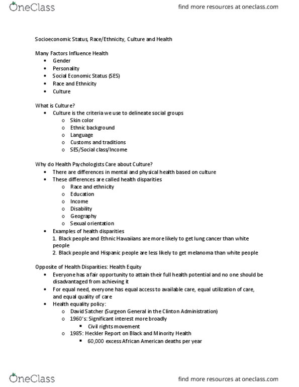 PSY 346 Lecture Notes - Lecture 16: David Satcher, Native Hawaiians, National Institutes Of Health thumbnail