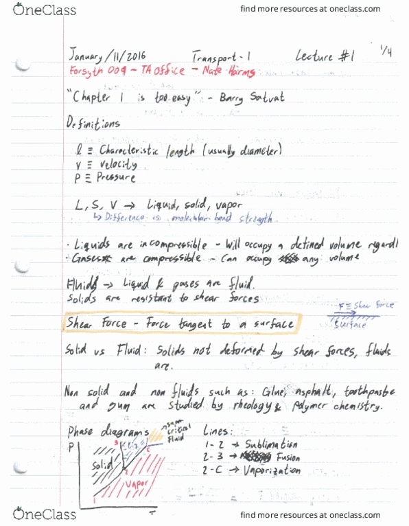 CHME 2310 Lecture Notes - Lecture 1: List Of Dragonlance Characters, Shear Force, Viscosity thumbnail