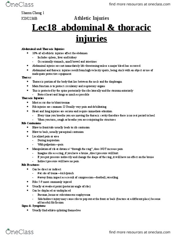 Kinesiology 2236A/B Lecture Notes - Lecture 18: Spasm, Defibrillation, Hypoesthesia thumbnail