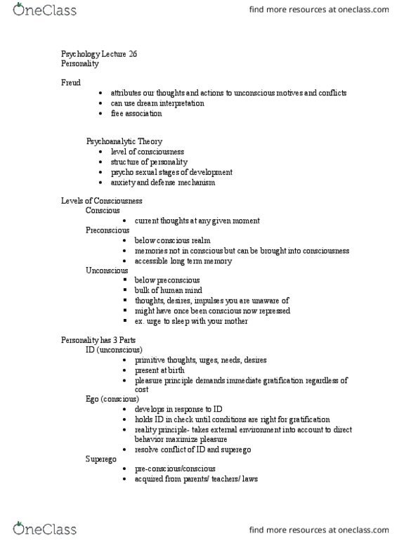 PSYCH 100 Lecture Notes - Lecture 26: Phallic Stage, Genital Stage, Tantrum thumbnail