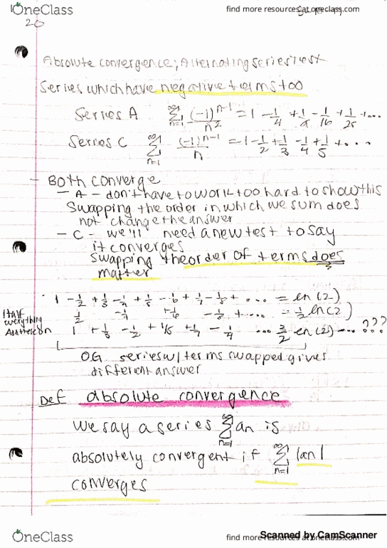 MATH 31B Lecture 20: Absolute Convergence; Alternating Series Test thumbnail