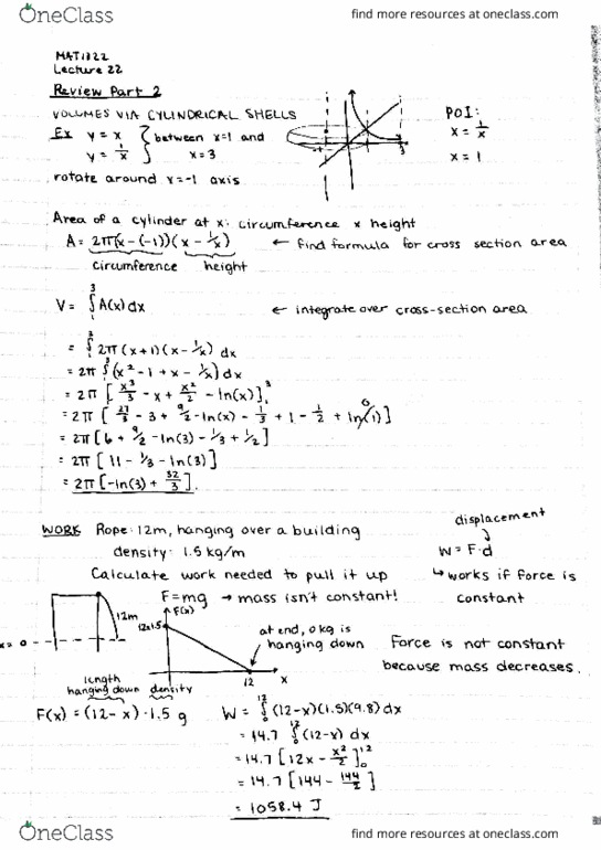 MAT 1322 Lecture 22: MAT1322 Lecture 22: Review part 2: Volumes, work, hydrostatic force, Maclaurin series thumbnail