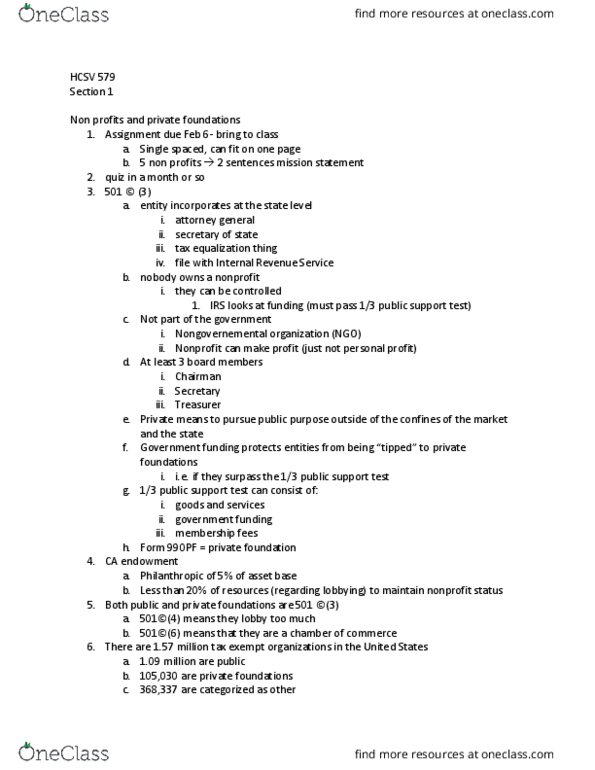 HCSV 579 Lecture 2: nonprofits, public and private foundations, 501(c)(3) thumbnail