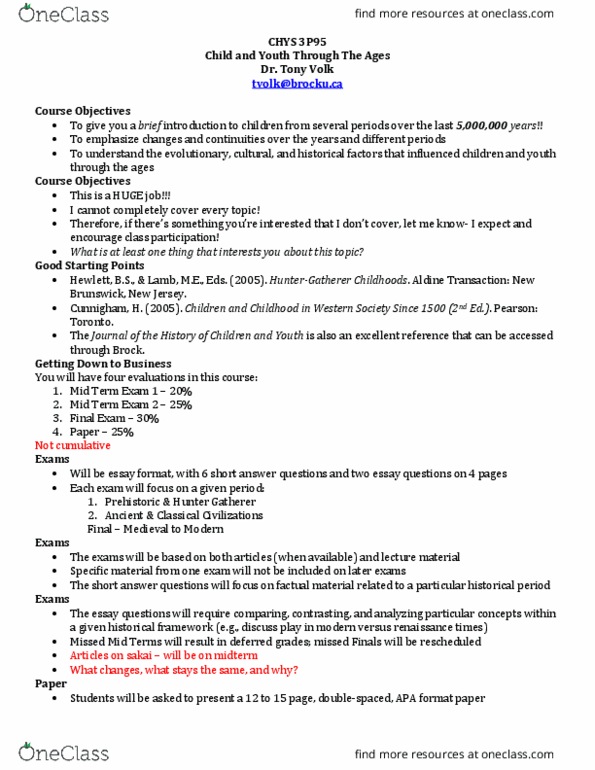 CHYS 3P95 Lecture Notes - Lecture 1: Sociocultural Evolution, Fallacy, Distant Relatives thumbnail