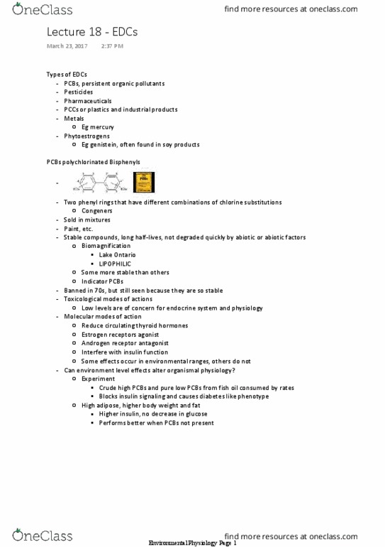BIO 2110 Lecture Notes - Lecture 18: Persistent Organic Pollutant, Combined Oral Contraceptive Pill, Androgen Receptor thumbnail