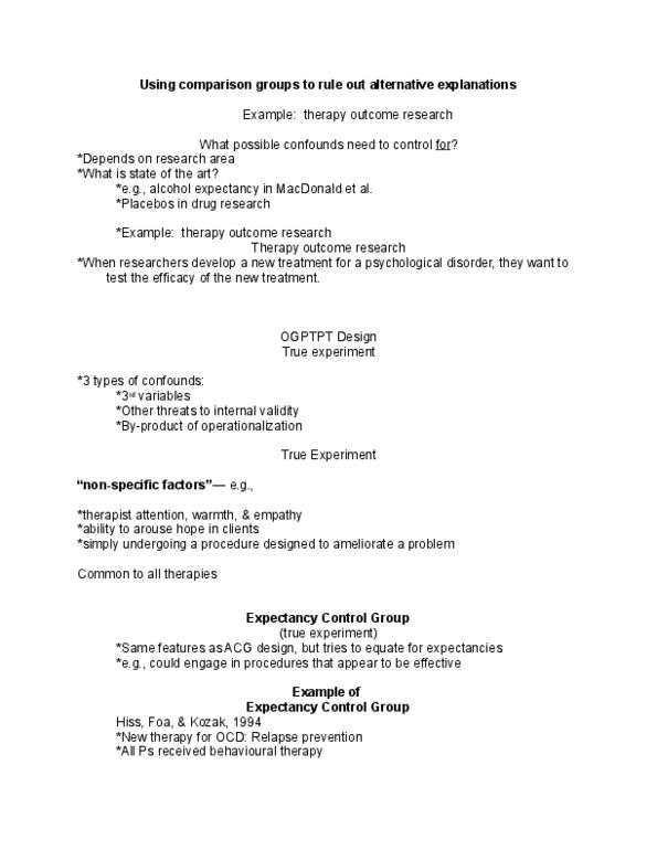 PSYCH291 Lecture Notes - Alger Hiss, Internal Validity, Relapse Prevention thumbnail