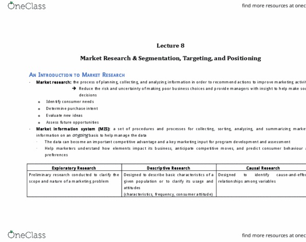 Management and Organizational Studies 1021A/B Lecture Notes - Lecture 8: Market Segmentation, Mass Marketing, Toothpaste thumbnail