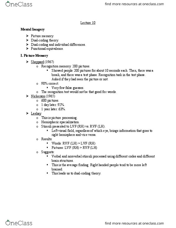 PSYC 2700 Lecture Notes - Lecture 10: Recognition Memory, Mental Image, Mental Rotation thumbnail