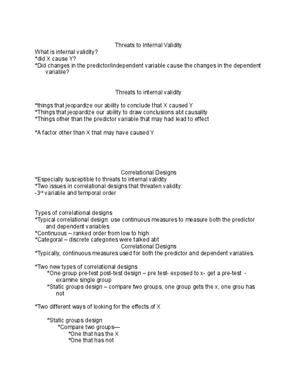 PSYCH291 Lecture Notes - Dependent And Independent Variables, Internal Validity, Psychology Today thumbnail