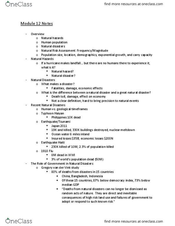 RMI-2302 Lecture Notes - Lecture 12: World War I, Demographic Transition, Infant Mortality thumbnail