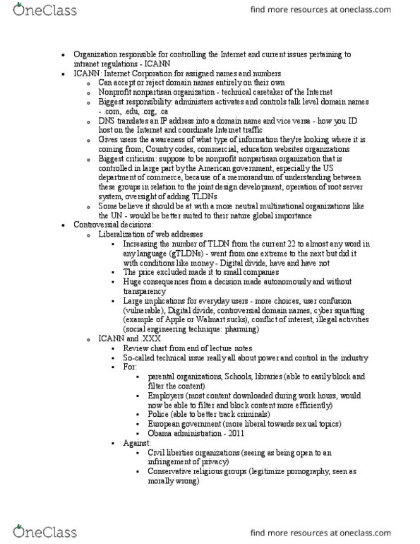 NATS 1505 Lecture Notes - Lecture 9: Tiered Internet Service, Civil Liberties, Country Code thumbnail