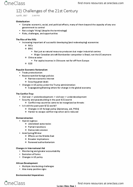 POLI 227 Lecture Notes - Lecture 12: Peacebuilding, Scapegoating, Authoritarianism thumbnail