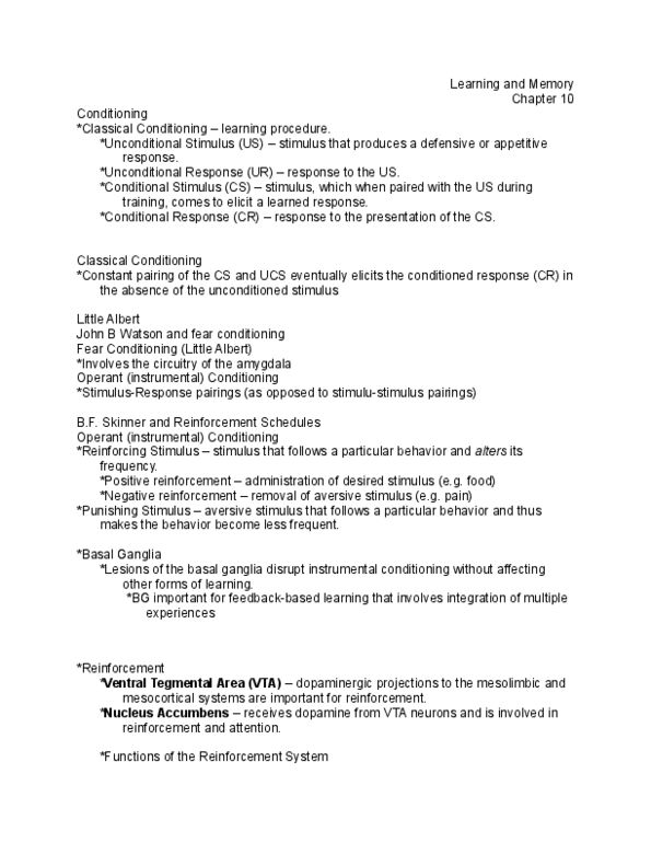 PSYCH261 Lecture Notes - Hebbian Theory, Operant Conditioning, Echoic Memory thumbnail