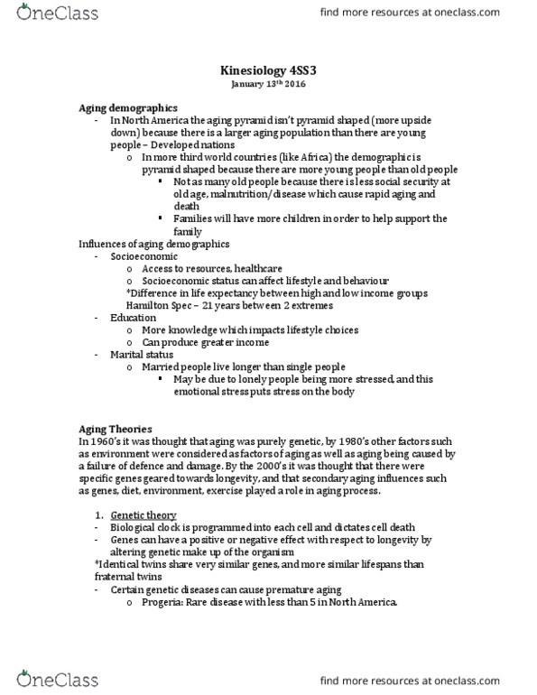 KINESIOL 3U03 Lecture Notes - Lecture 2: Chromosome, Twin, Rare Disease thumbnail