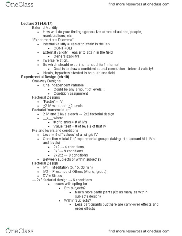 PSYC 200 Lecture Notes - Lecture 21: Inverse Relation, Analysis Of Variance, Factorial Experiment thumbnail