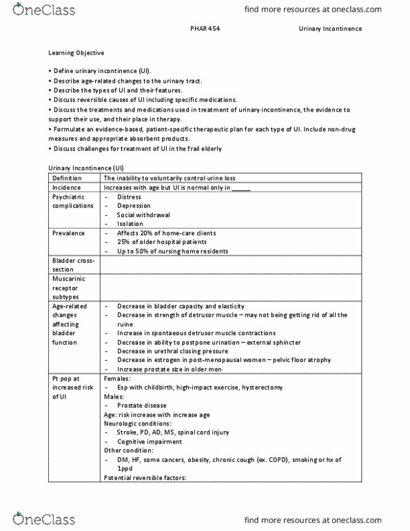 PHAR 454 Lecture Notes - Lecture 12: Titration, Cyp2D6, Anticholinergic thumbnail