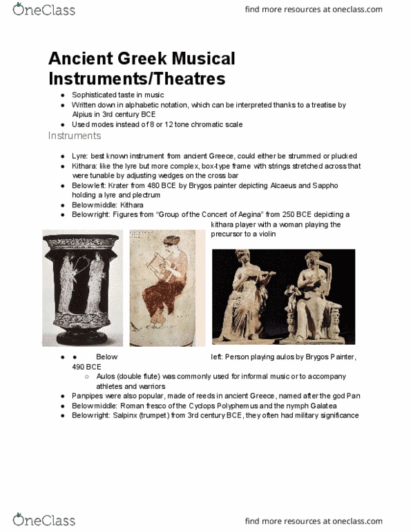 AR104 Lecture Notes - Lecture 20: Acropolis Of Athens, Tambourine, Polykleitos thumbnail