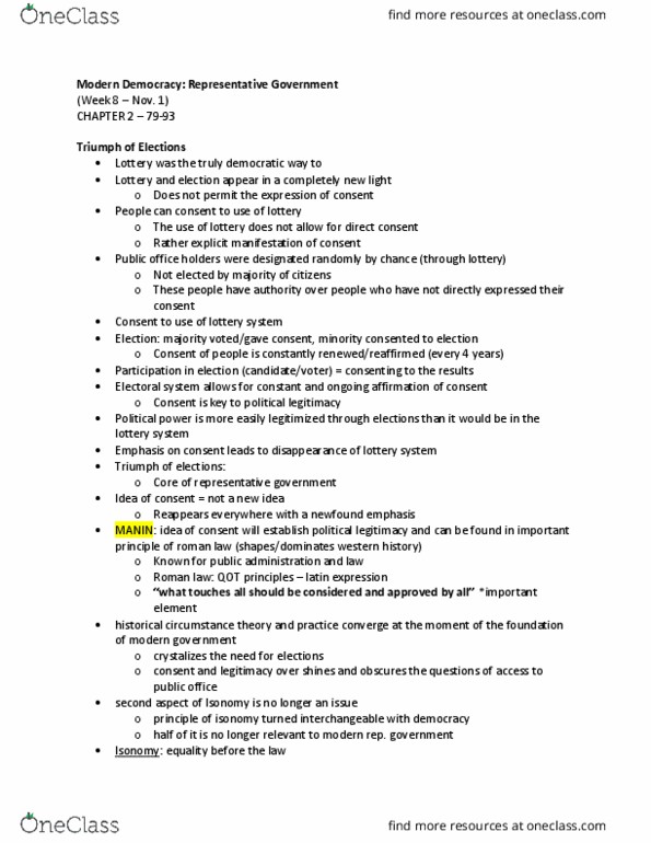 POLS 1000 Lecture Notes - Lecture 8: Heredity thumbnail