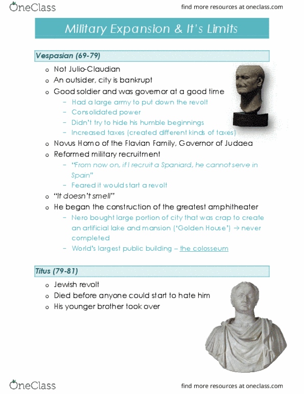 Classical Studies 1000 Lecture Notes - Lecture 17: Praetorian Guard, Oatmeal, Antoninus Pius thumbnail