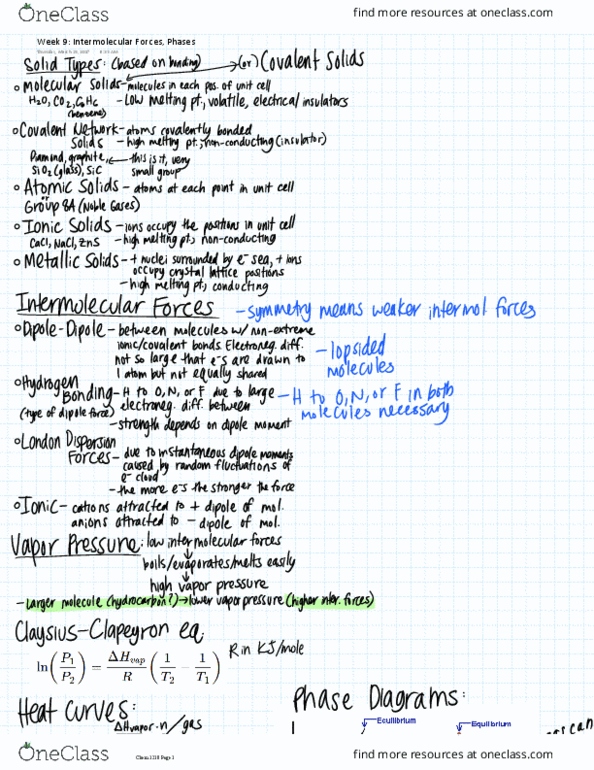 CHEM 1210 Lecture Notes - Lecture 9: Intermolecular Force thumbnail