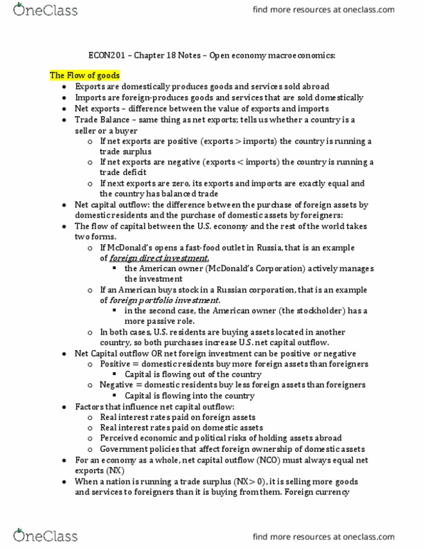 ECON 201 Chapter Notes - Chapter 18: Foreign Portfolio Investment, Capital Outflow, Autarky thumbnail