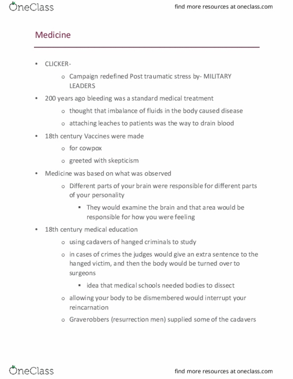 SOCI201 Lecture Notes - Lecture 10: Polio Vaccine, Sick Role, Cowpox thumbnail