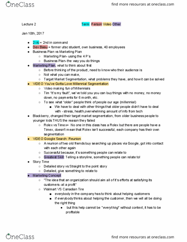 CCT322H5 Lecture Notes - Lecture 2: Rolex, Google Search, Market Segmentation thumbnail