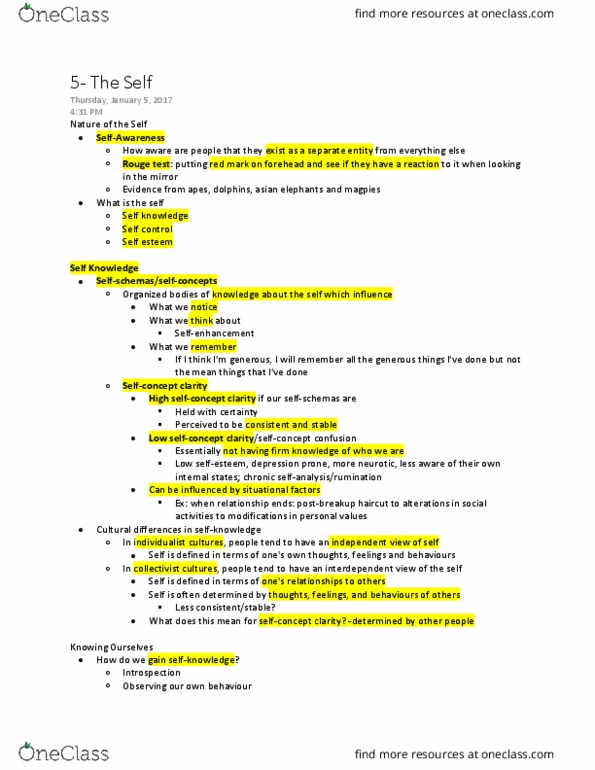 Psychology 2070A/B Lecture Notes - Lecture 5: Motivation, Self-Control, Social Comparison Theory thumbnail