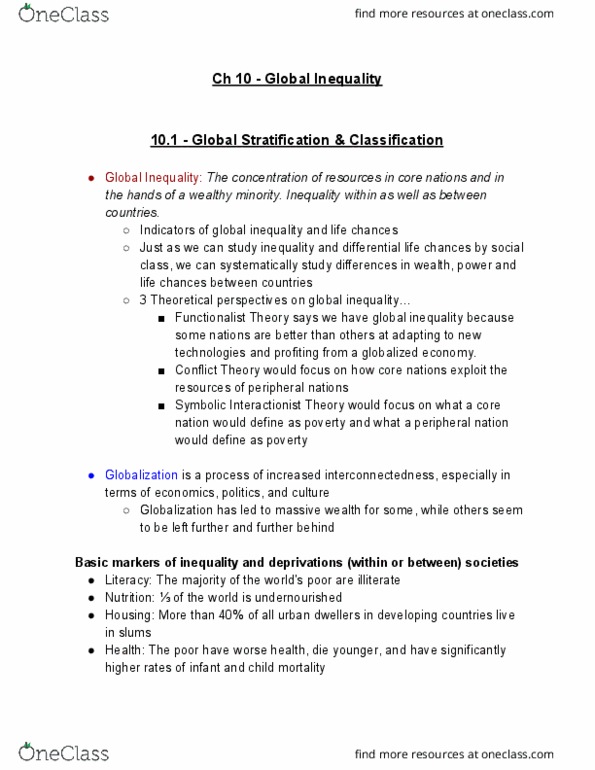 SOCIOL 1101 Chapter Notes - Chapter 10: International Inequality, Gross National Income, Capital Flight thumbnail