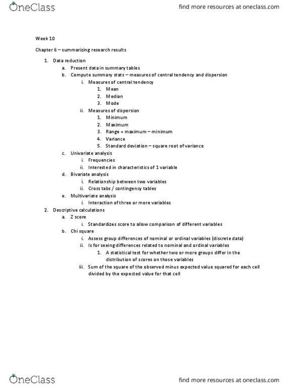 COMM 308 Lecture Notes - Lecture 10: Central Tendency, Standard Deviation, Statistical Hypothesis Testing thumbnail