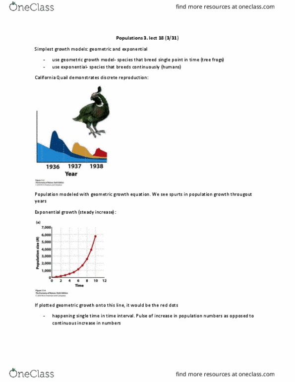 BIOL 202 Lecture Notes - Lecture 18: California Quail, Exponential Growth, Time Point thumbnail