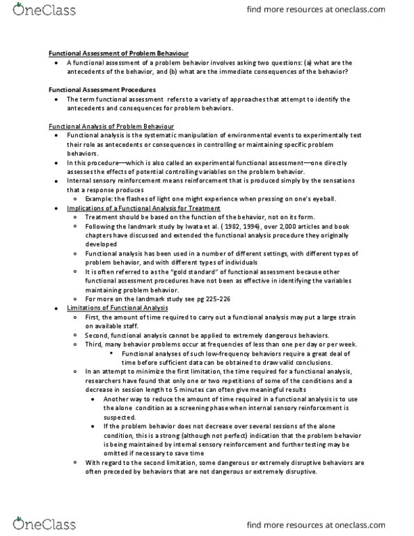 PSYB45H3 Chapter Notes - Chapter 23: Functional Analysis, Proprioception, Reinforcement thumbnail