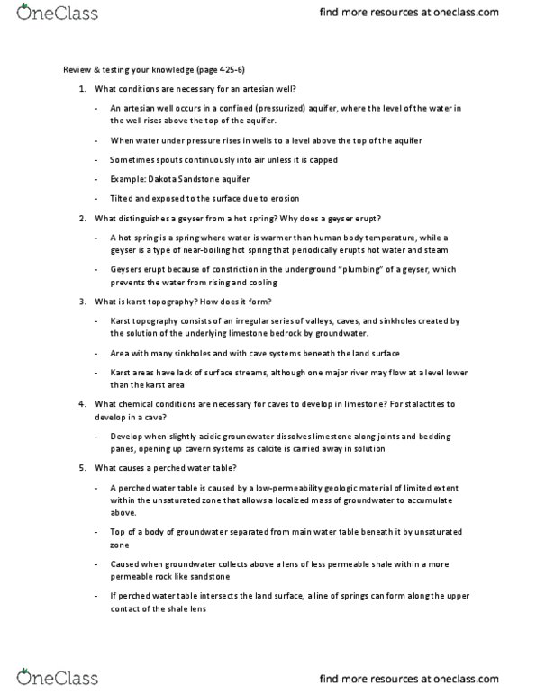 B107 Lecture Notes - Lecture 8: Karst, Dakota Formation, Vadose Zone thumbnail