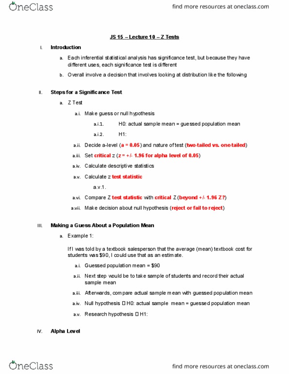 JS 015 Lecture Notes - Lecture 10: Null Hypothesis, Technology In Revelation Space, Test Statistic thumbnail