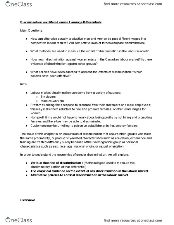 ECON 306 Chapter Notes - Chapter 12: Efficiency Wage, Occupational Segregation, Capital Formation thumbnail