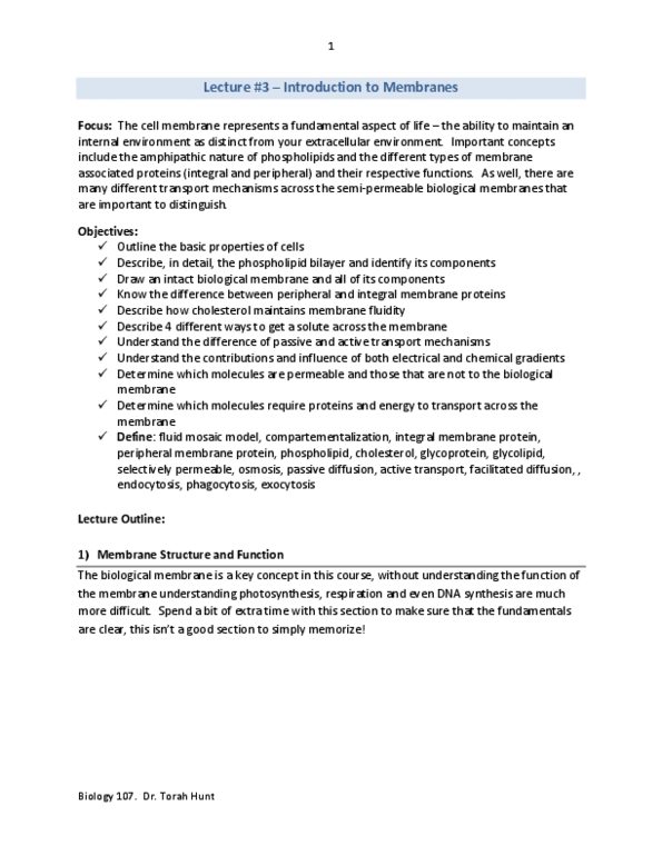 BIOL107 Lecture 3: Lecture 3 Membranes Student 16 thumbnail