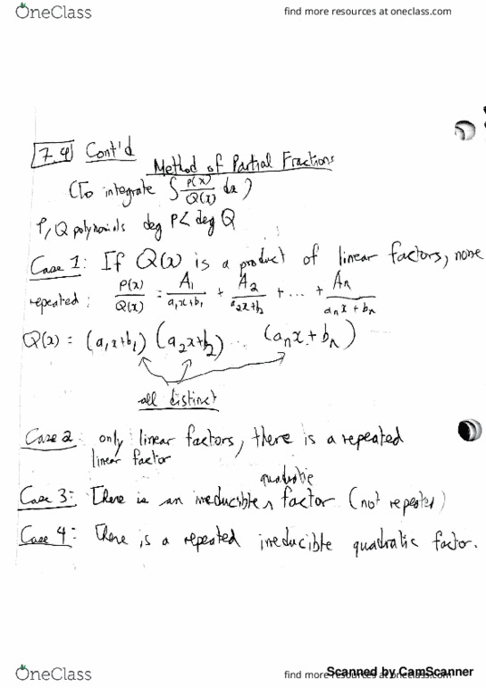 Calculus 1501A/B Lecture 3: 7.4 Integration by Partial Fractions part 2 thumbnail