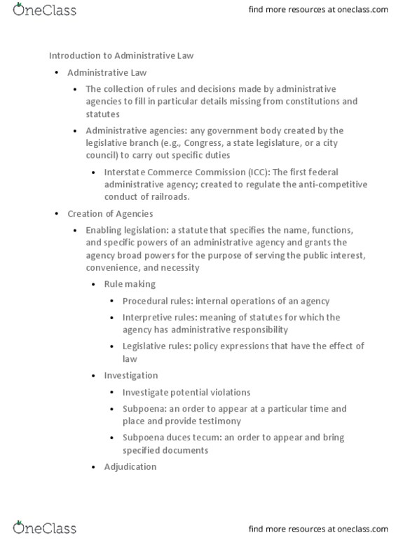 BUS 207 Chapter Notes - Chapter 4: Subpoena Duces Tecum, Administrative Law Judge, Federal Register thumbnail