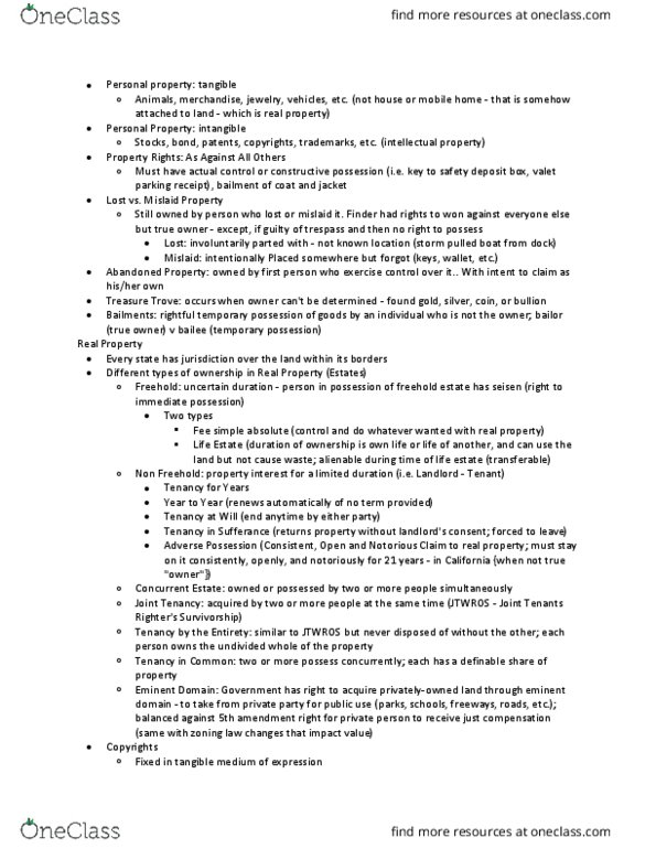 BUS 207 Lecture Notes - Lecture 13: World Intellectual Property Organization, Digital Millennium Copyright Act, First-Sale Doctrine thumbnail